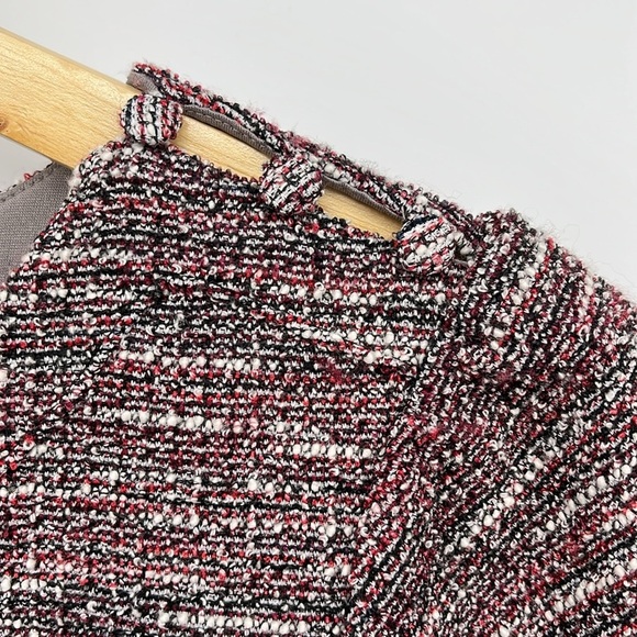 LOFT Pink Black Boucle Tweed Fit and Flare Dress with Pockets Size Petite 00P - Picture 6 of 12